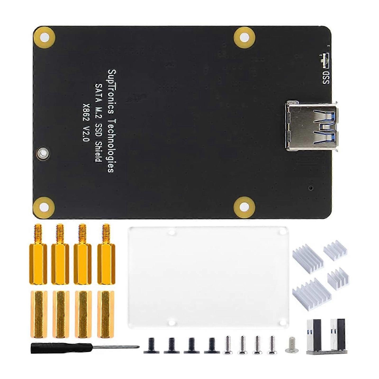 X862 V2.0 NGFF SATA SSD Expansion Board ForRaspberryPi 4 Support 2280 NGFF SSD KeyB Expand Computer Storage Multicolor