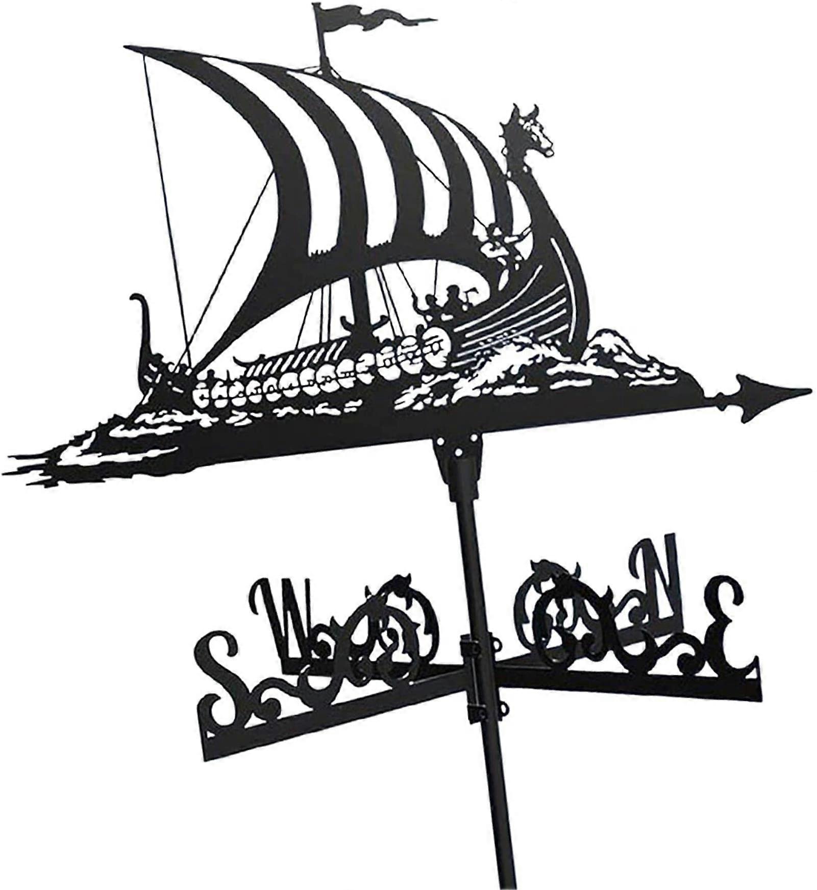 Viking Battleship Metal Weather Vane Vintage Pirate Weathervane Wind Direction Indicator Outdoor Garden Decor Style 4