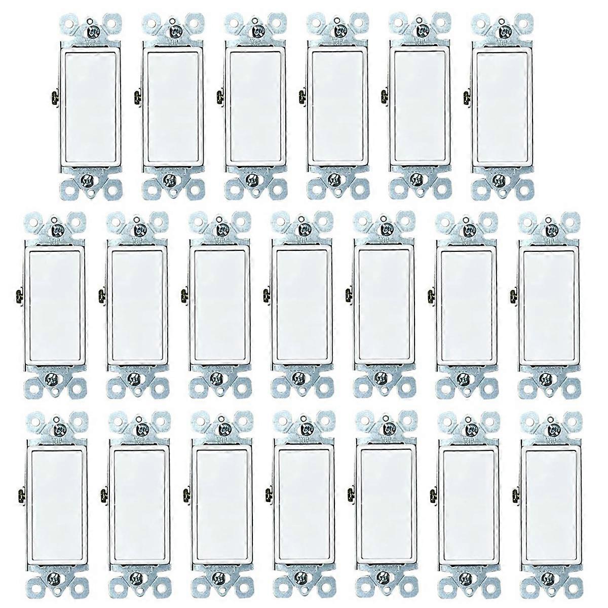 20-Pack Decorator Paddle Rocker Light Switch, Single Pole, 3-Wire