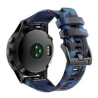 Silikonklokke Kompatibel For Fenix 7x / 6x Mønster 26mm Release Casual Stropp Blå