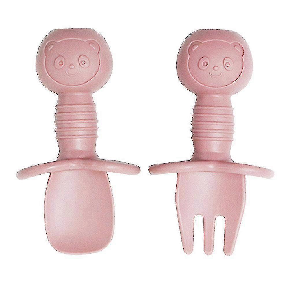 Baby Silicone Fork & Spoon Set for 6+ Months - Stage 1 Weaning Utensils