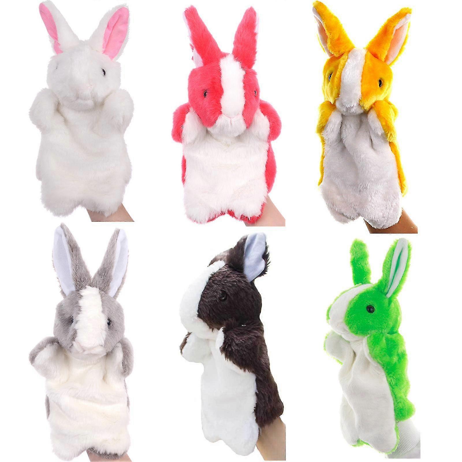 Soft Plush Animal Hand Puppets 6-piece Set For Kids - Ideal For Storytelling, Teaching, Preschool