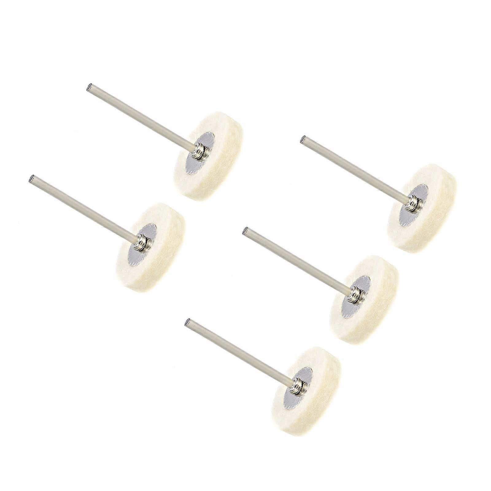 Mini Wool Felt Buffing Wheel Ball 25 mm Diameter 5.5 mm Thickness 2.35 mm Shaft White Round Polishing Kit (Use: for Torsion Bar Tools) Pack of 5