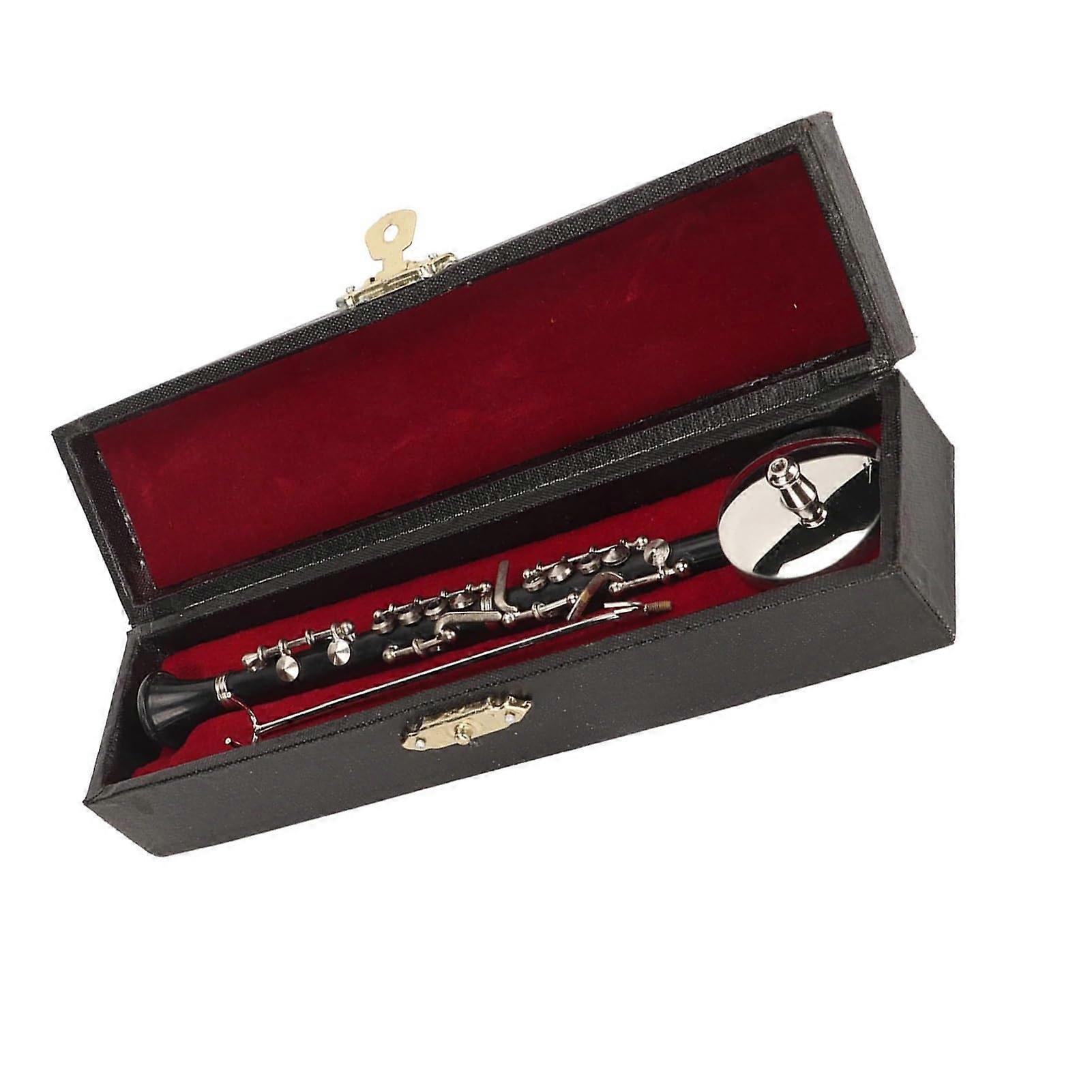 Miniature Clarinet with Stand and Case Mini Musical Instrument Model Ornament 16cm/6.3 Inch Miniature Musical Home Decor Ref: 3636