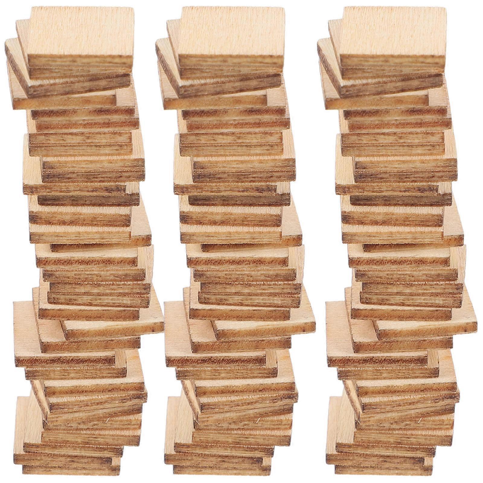 100pcs Unfinished Square Wood Slices for DIY Crafts, Painting, Home Decor & Creative Projects