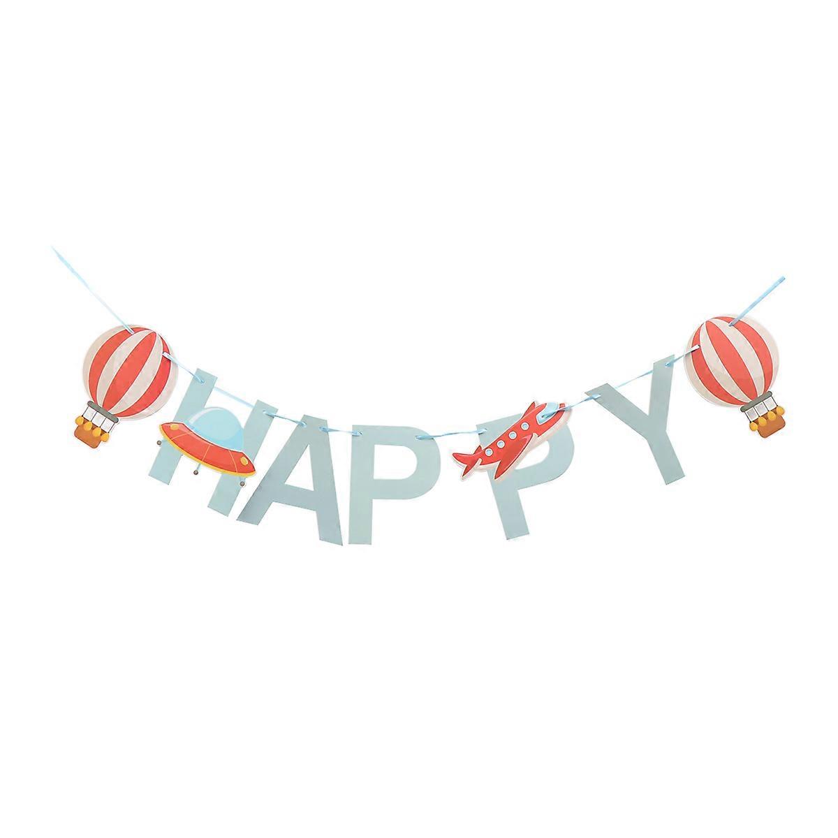 Space Theme Balloon Garland Space Ship Hot Air Balloon Shaped Garland Bunting Banner Table Decor 1Set