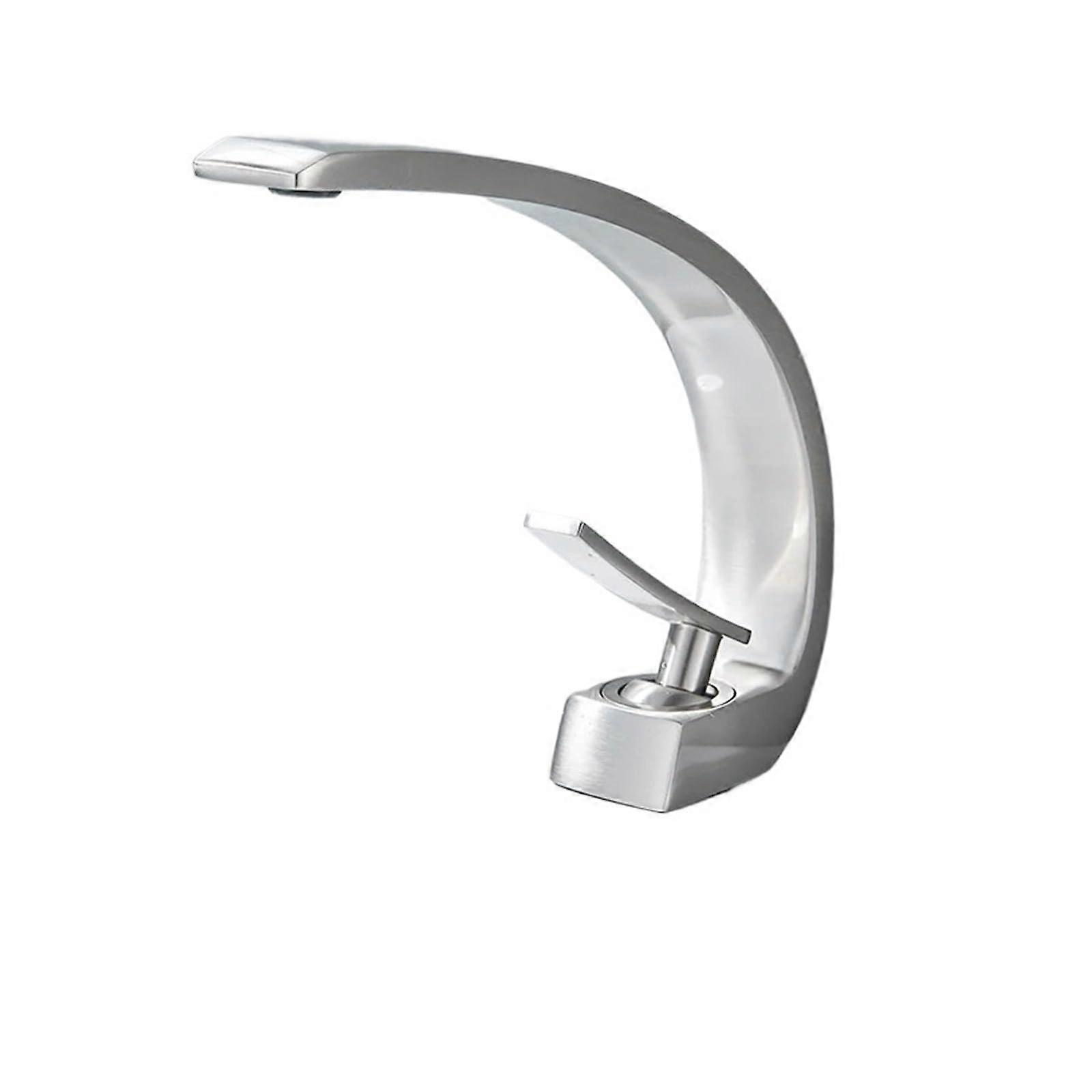 Küchenarmatur Brushed Nickel, Einloch Waschbecken Wasserhahn, Warm-Kalt Mischbatterie für Küche Badezimmer Deckmontage