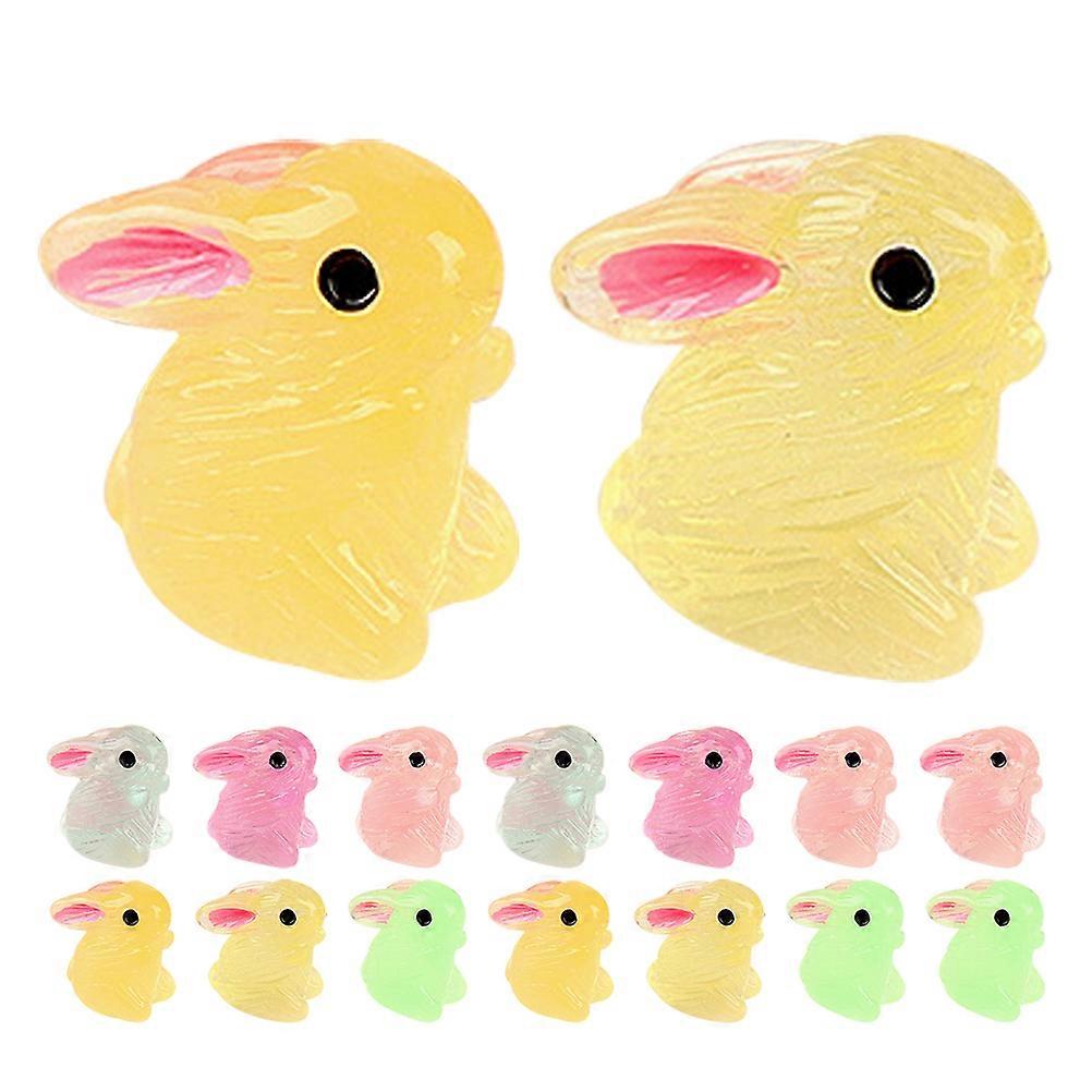 Mini Rabbit Figurine Resin Luminous Decoration Desktop Decor Family 24Pcs
