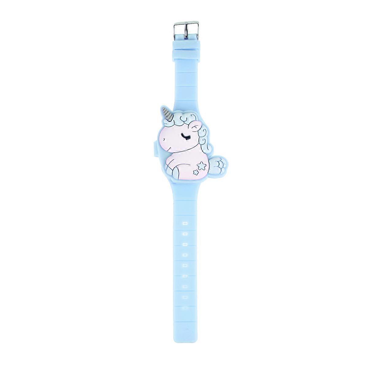 Unicorn Cartoon Clamshell Design Digital LED Watch with Touch Screen for Kids Learning and Safe Use