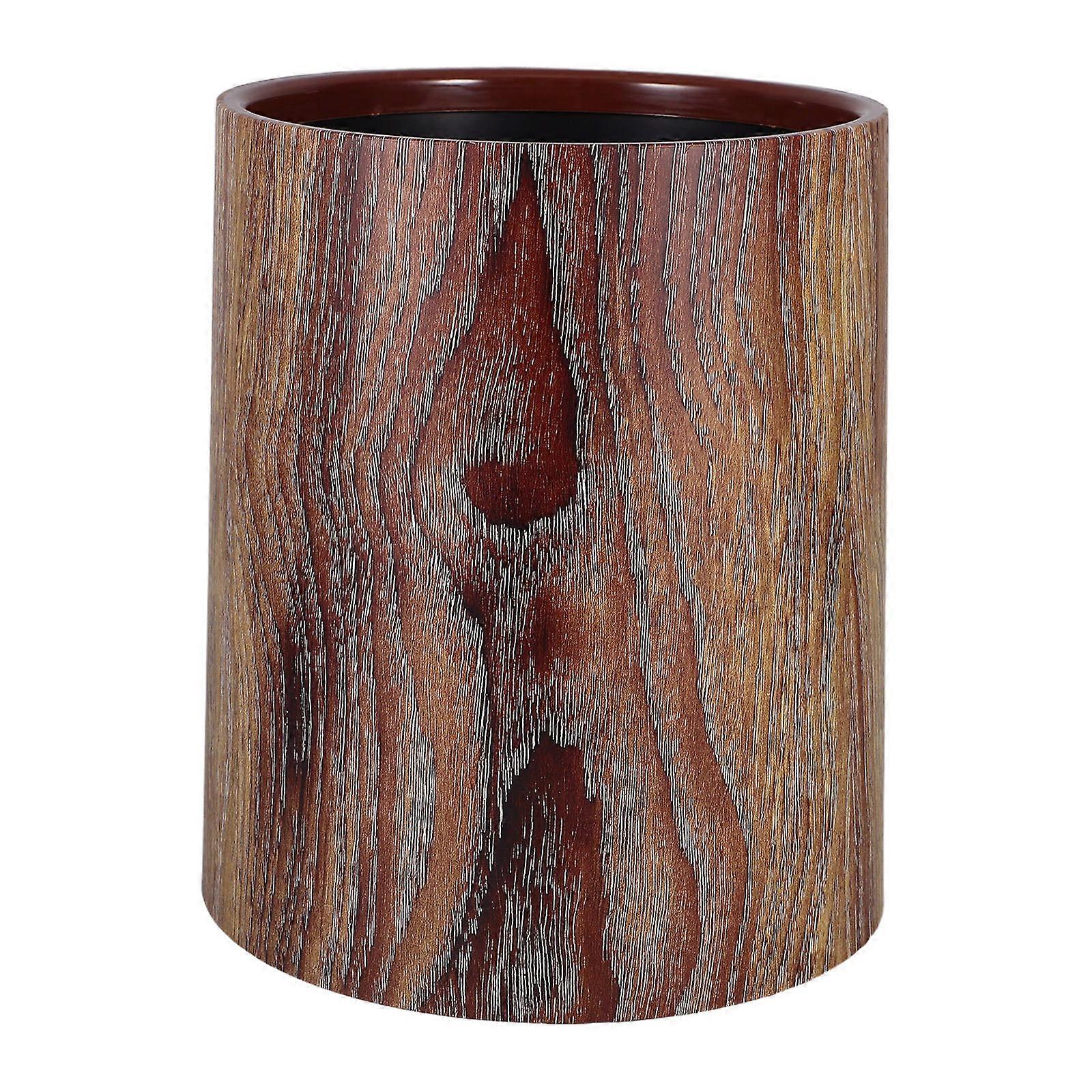 Plastic Trash Can Vintage Design Round Garbage Can Farmhouse Wastebasket Bin For Daily Use 8L PP Material 1Pcs