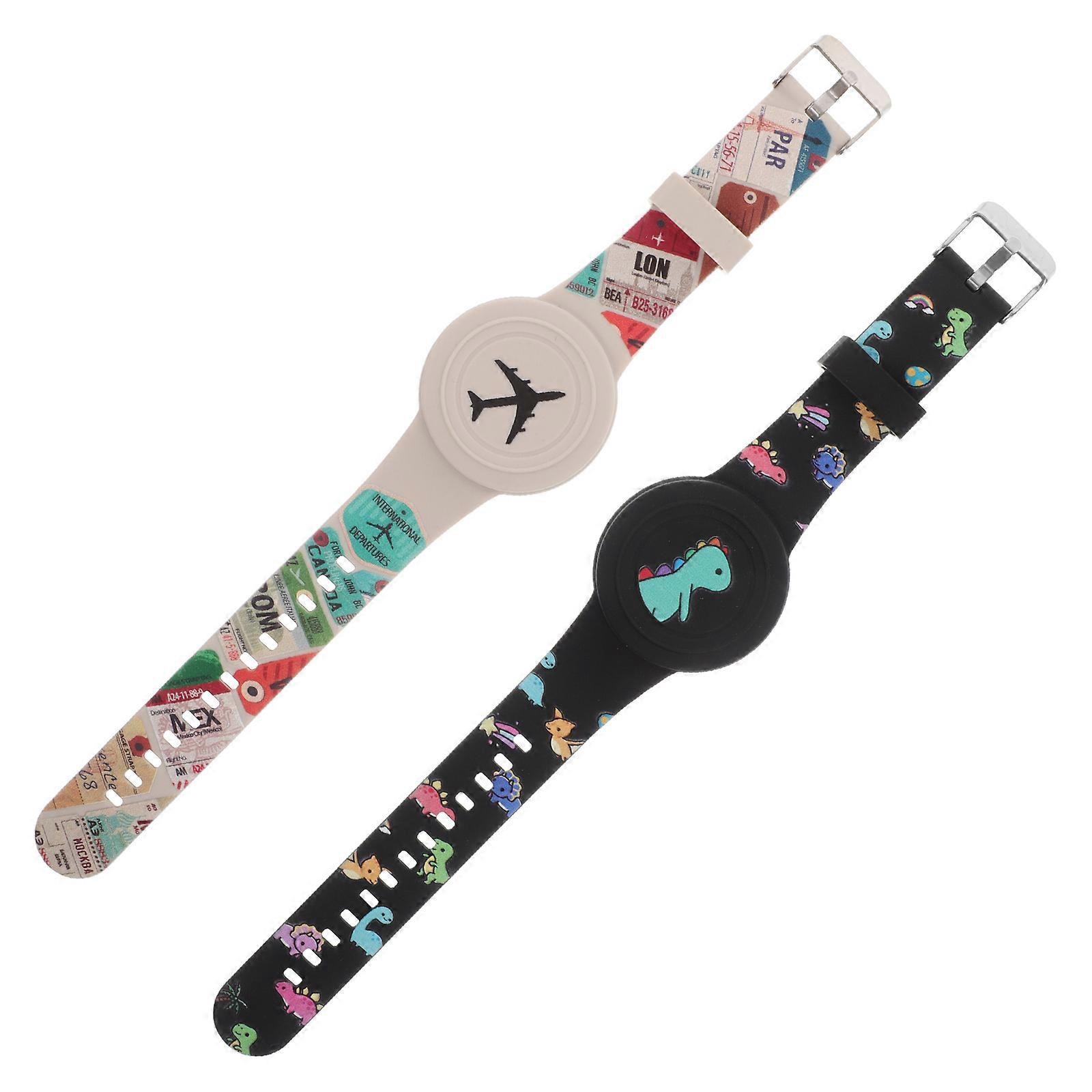Cute Dinosaur Silicone Bracelet for Tracker 2 Pack Lightweight and Portable Holder for Secure Positioning