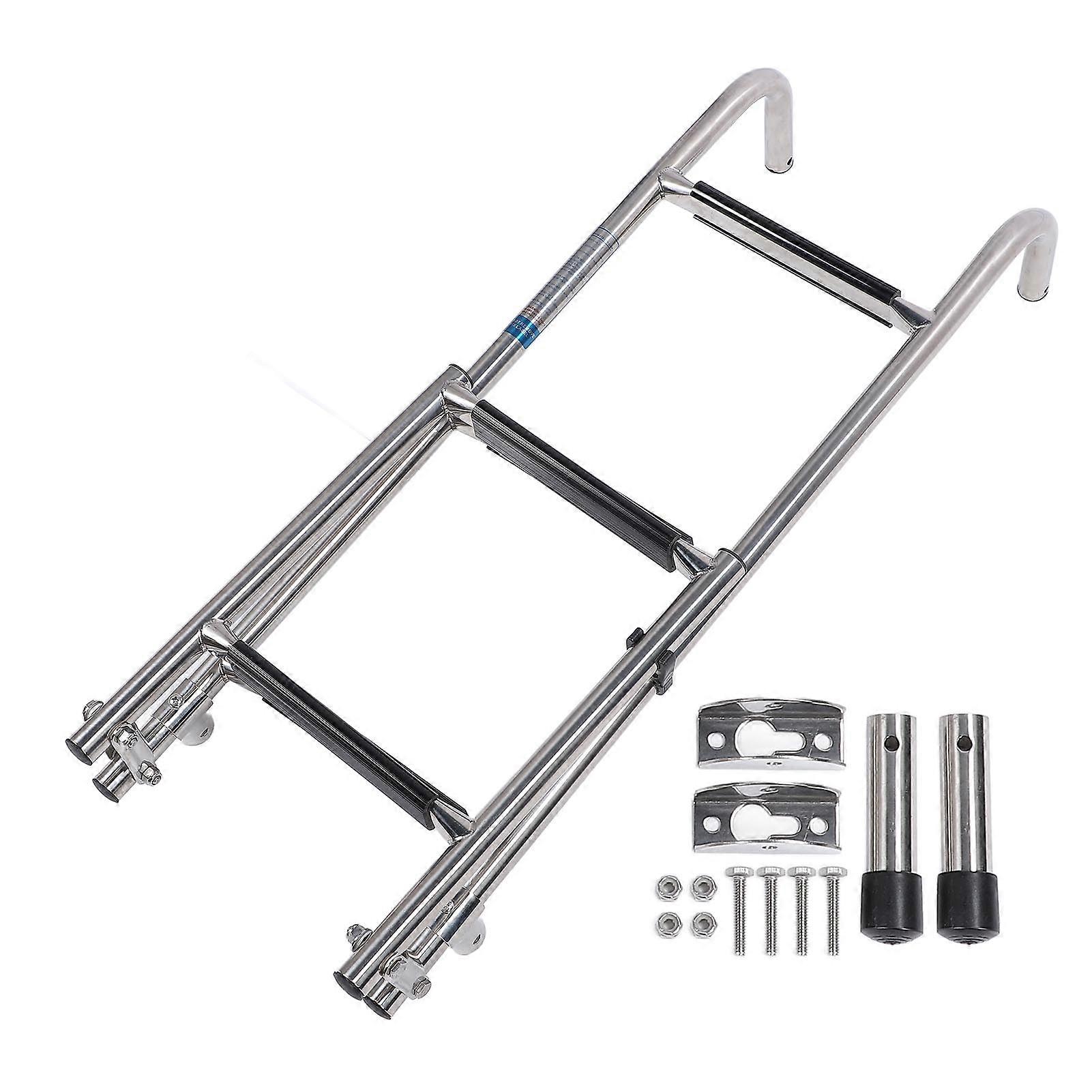 5 Step Folding Boat Ladder 316 Stainless Steel with Arched Assist Rail for Yacht Pontoon