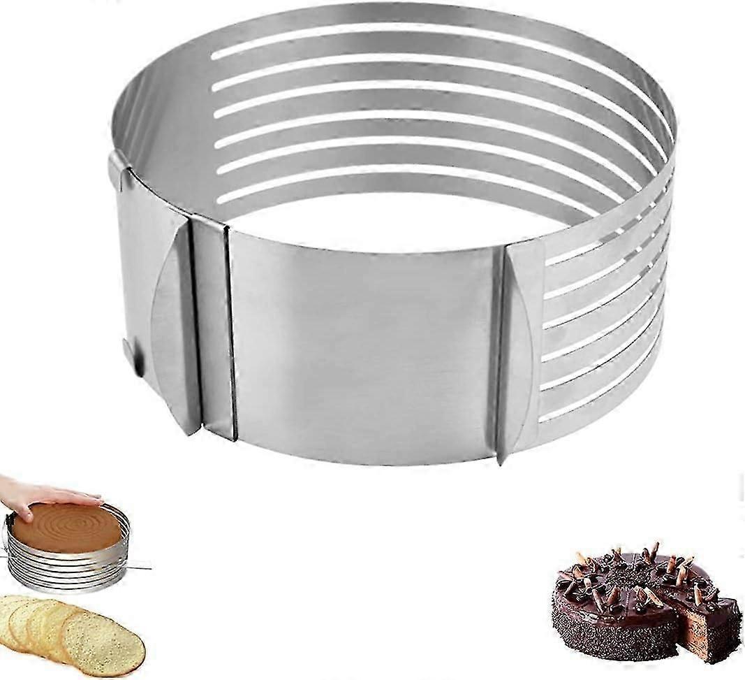 Cake Rings, Reusable Stainless Steel Adjustable Slicer Cake Ring