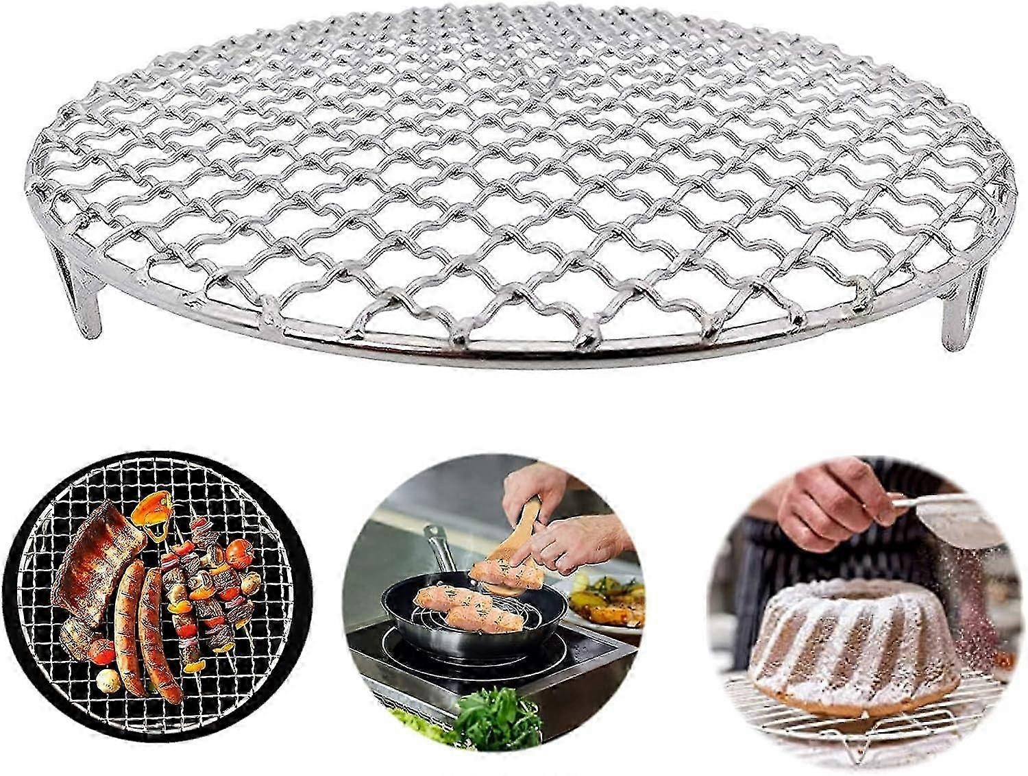 Stackable Stainless Steel BBQ Cooking Grid - 18cm Round Barbecue Grilling Rack