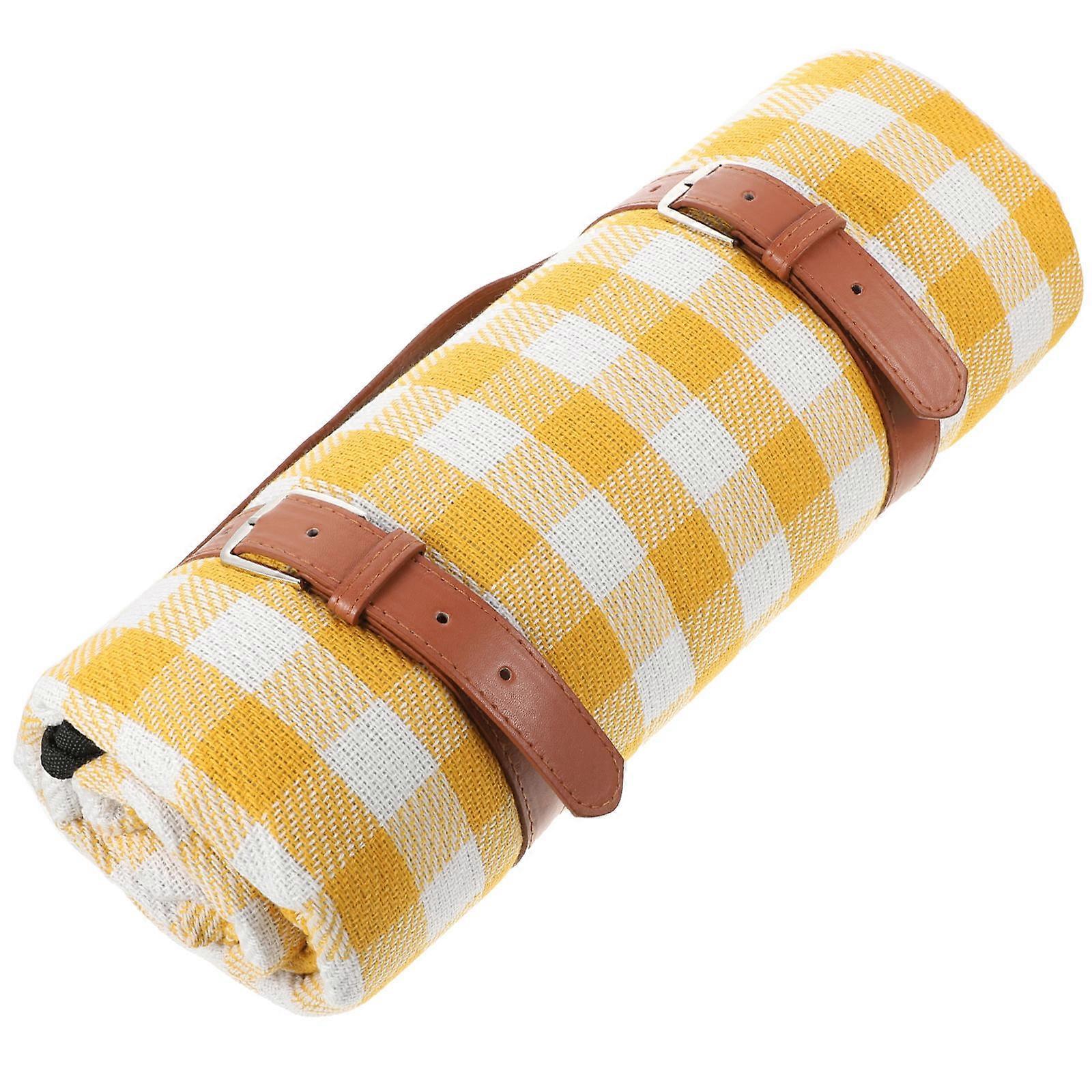 Outdoor Blanket Large Picnic Blanket Waterproof Portable Foldable for Beach Camping On Grass 200x150cm Yellow 1Pcs