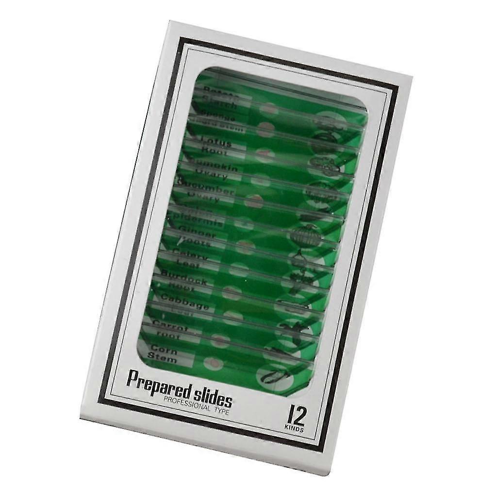 12 Pieces Microscope Plant/Fruit Biological Specimen Slices Educational Tool