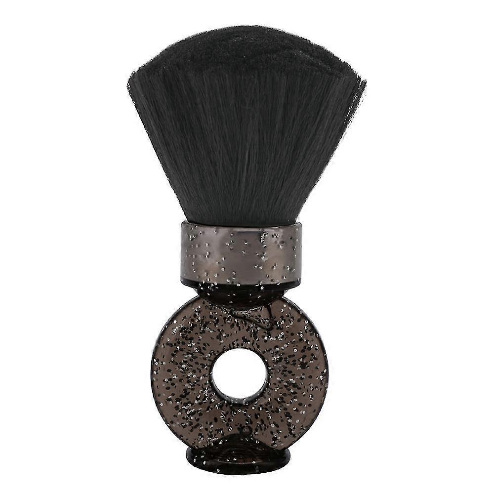 Neck brush with ring handle, soft tool for removing hair from neck, face and ears, large bling black.