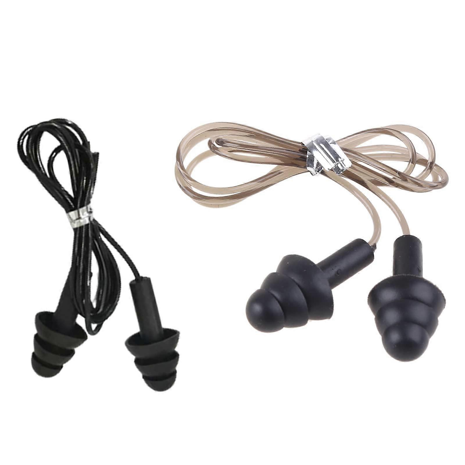 5 Pairs Soft Silicone Ear Plugs for Swimming, XL Waterproof Noise Cancelling Earplugs with Wing Design, Black