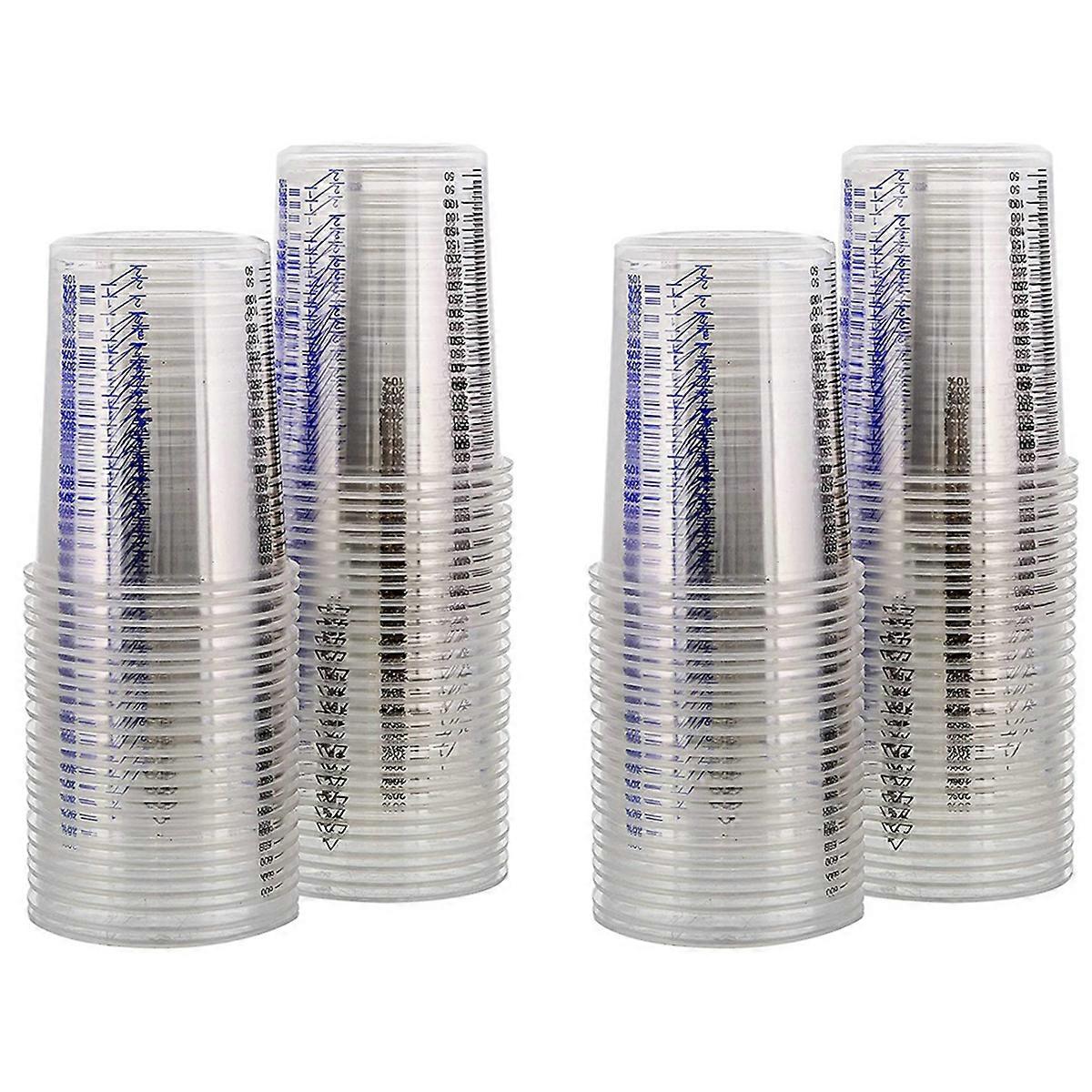 20 Oz (600Ml) Disposable Flexible Clear Graduated Plastic Mixing Cups