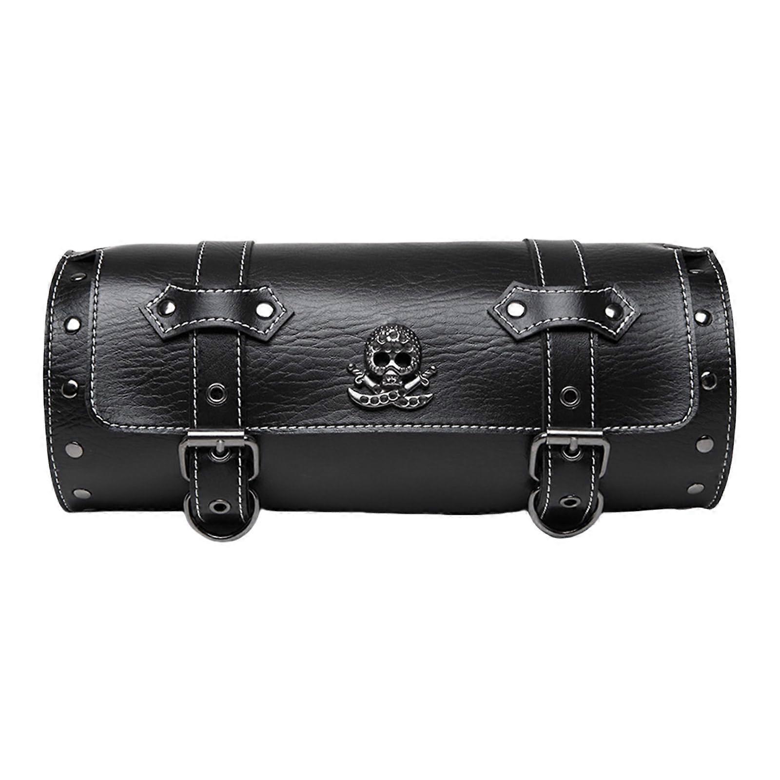 Motorcycle front bag, motorcycle tool bag, tool bag, roll bag, saddlebag, skull pattern,  front fork, handlebar bag