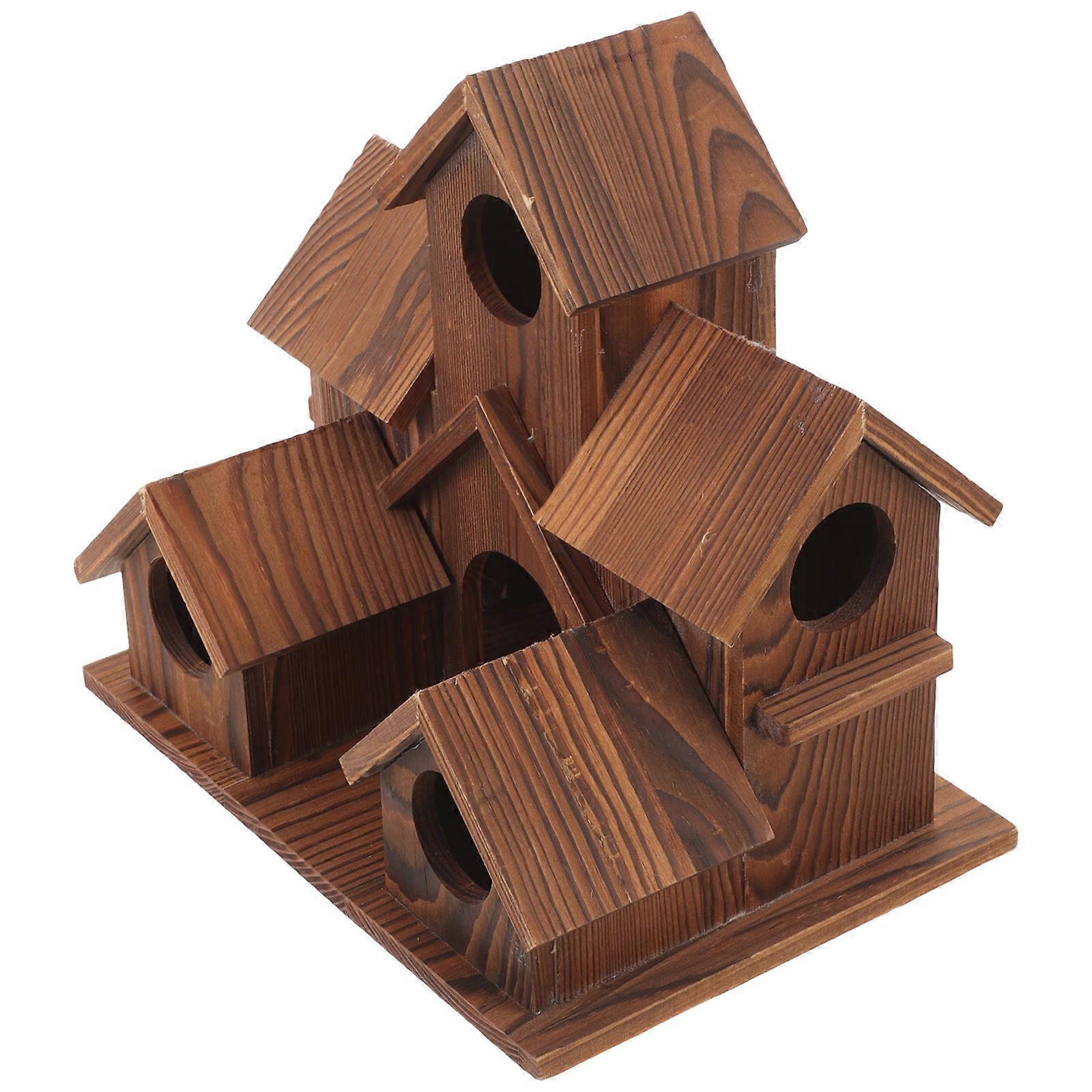 Backyard Bird House Wooden Bird House Hanging Decorative Predator Hideaway Brown 20.00X14.50X13.00CM 1Set