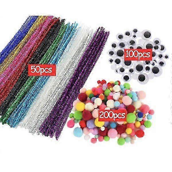 Craft kit - Pipe cleaner, moving eyes, multi-colored balls Christmas gift