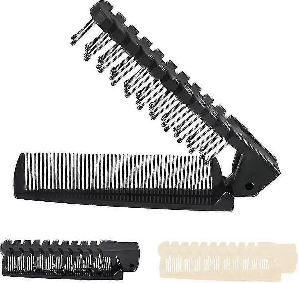 2 Pack Travel Folding Hair Brush - Collapsible Comb - Detangling - Anti-static - Portable