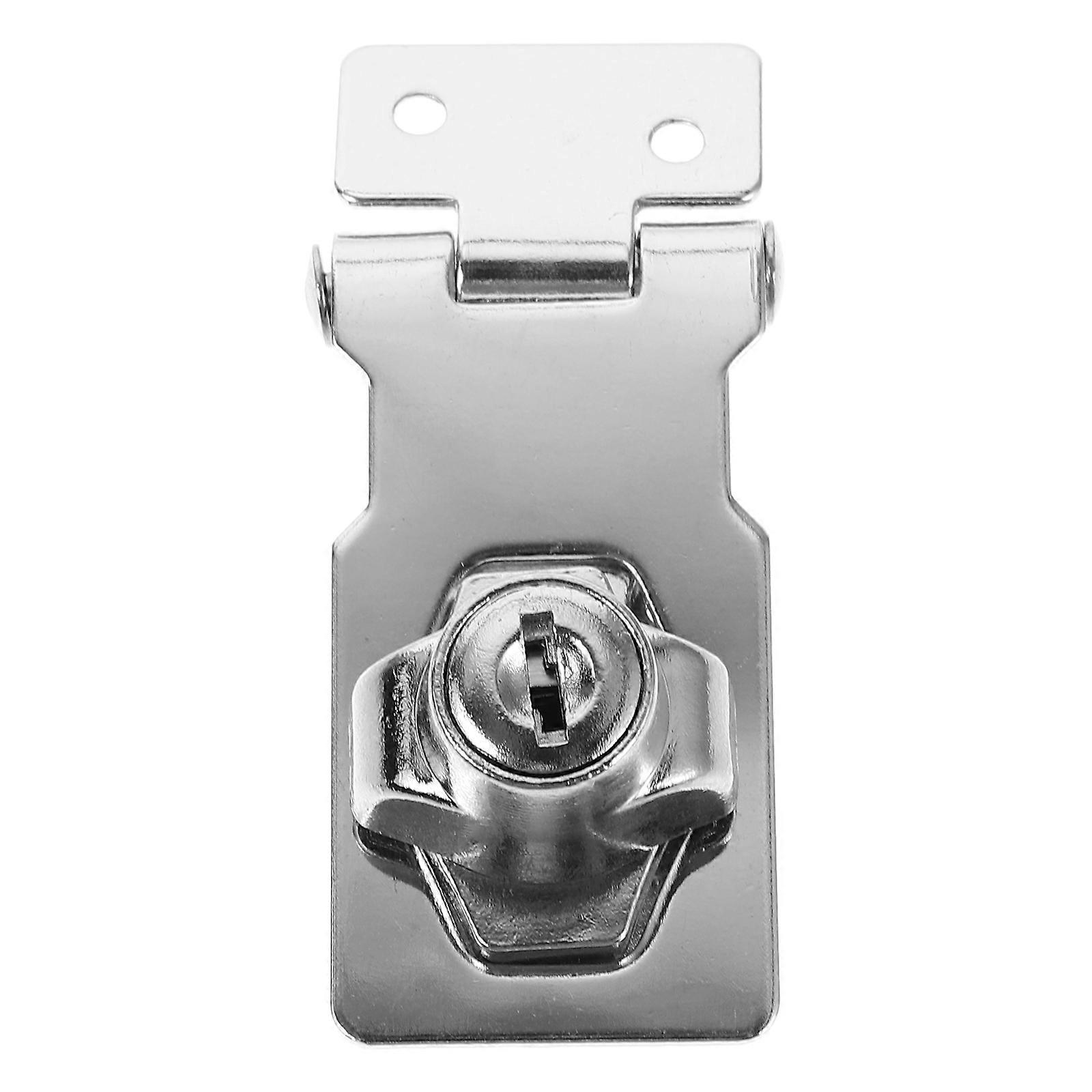 סט מנעולי Hasp עם מפתח למגירות וארונות - מנעול אבטחה מתכתי עמיד להגנה על ריהוט הבית - התקנה קלה ועיצוב רב שימושי