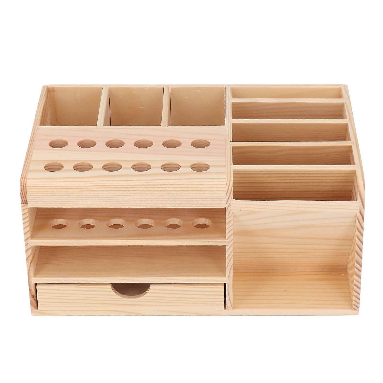 Tool Organizer, Synthetic Wood Toolbox with Categorized Memory, Polished Wooden Parts Box for Tools and Accessories