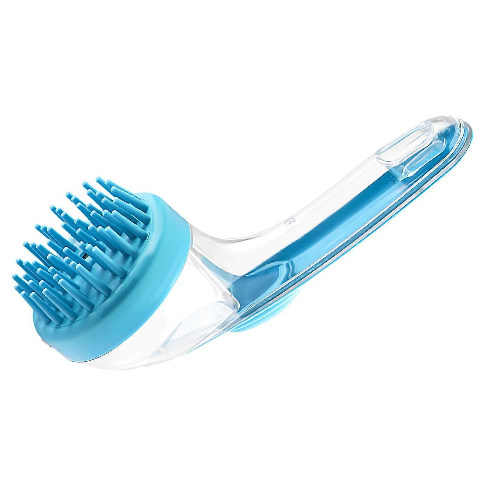 Dog Washing Brush | Soft Silicone Pet Shower Brush with Long Handle - Reusable Cat Grooming Tool for Small Animals, Puppies, Kittens, Blue