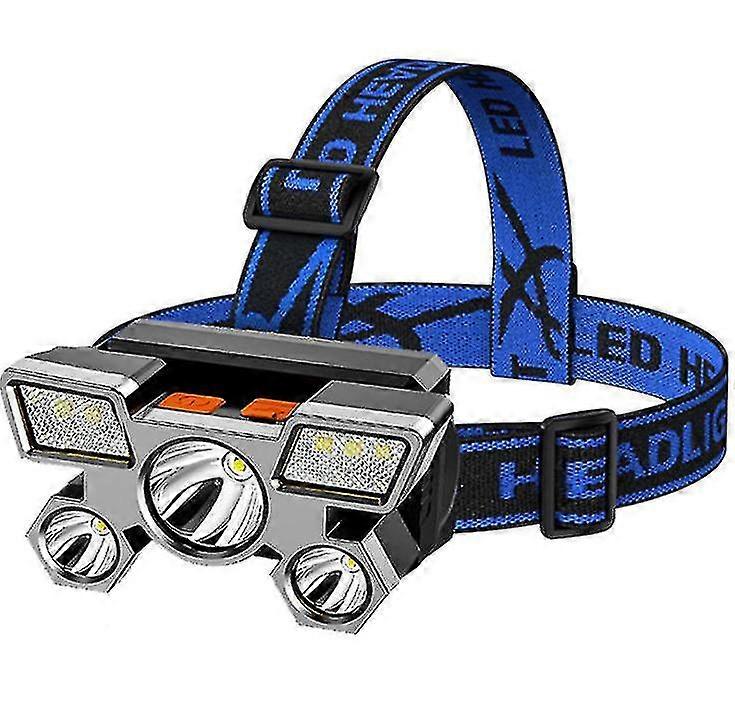 Powerful Super Bright Five Headlamp for Outdoor Activities, Long Distance Fishing and Mining Light, Head-Mounted Torch