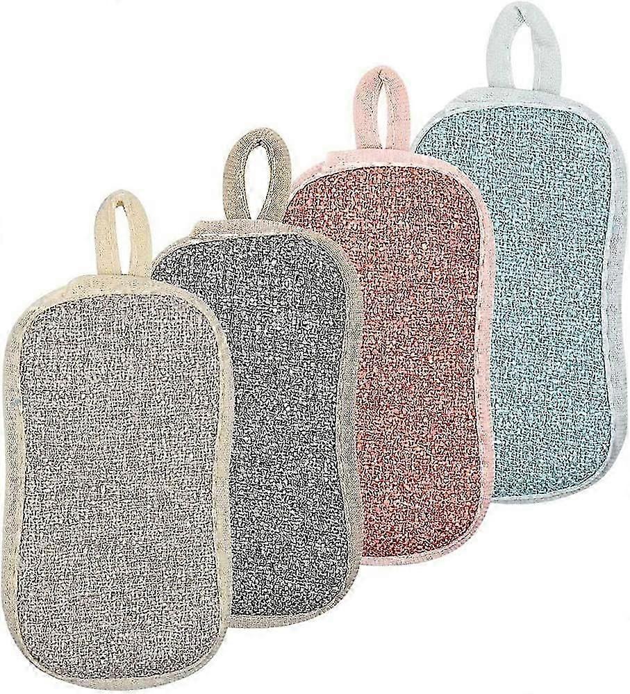 4 Pack Reusable Dish Washable Microfiber Scrub Sponges