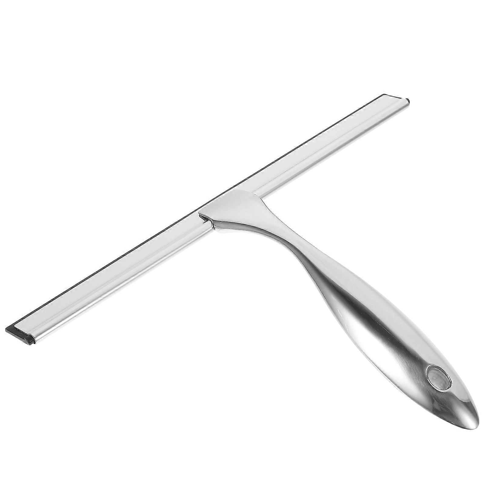 Stainless Steel Window Squeegee with Hook for Shower Glass, Bathroom Mirrors & Tile Surfaces – Effortless Soap and Limescale Removal for Home and