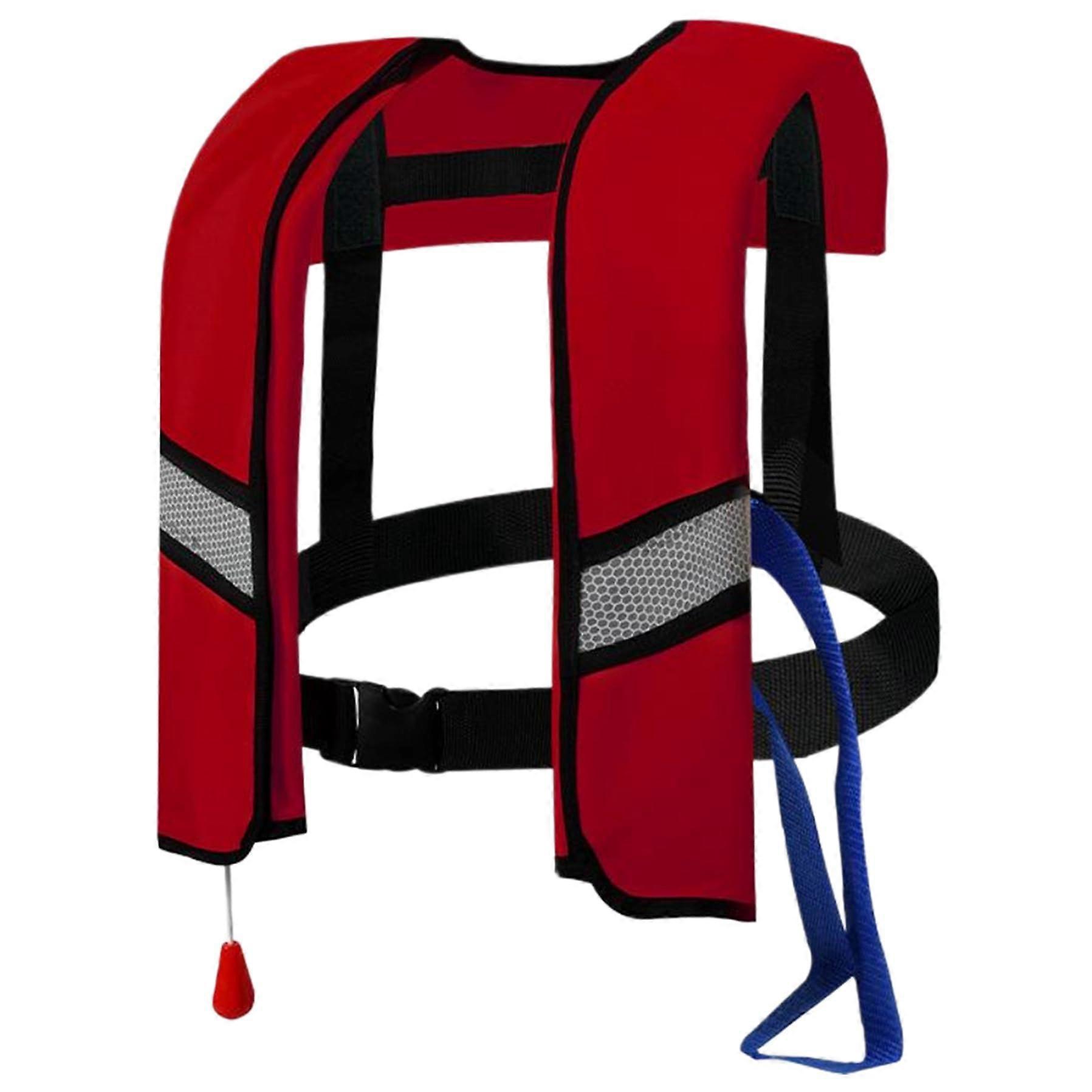 Lebensjacken Inflatable Nylon Adjustable Buckle Life Vest With Reflective Stripes And Whistle Red No Gas Cylinder