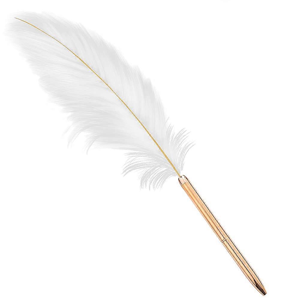 Unusual Feather Ballpoint Pen with Black Ink, Smooth Writing Coating Pen for Bride Wedding, Fine Tip Feather Design