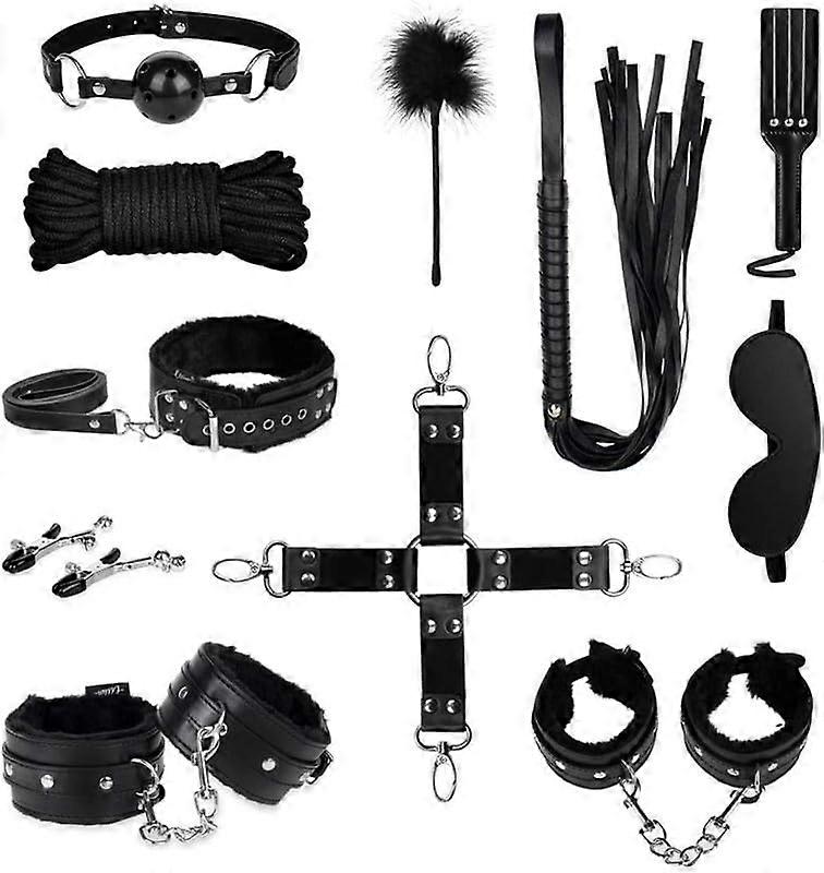 11-Piece Professional Black Leather Training Set, Multifunctional Training Equipment