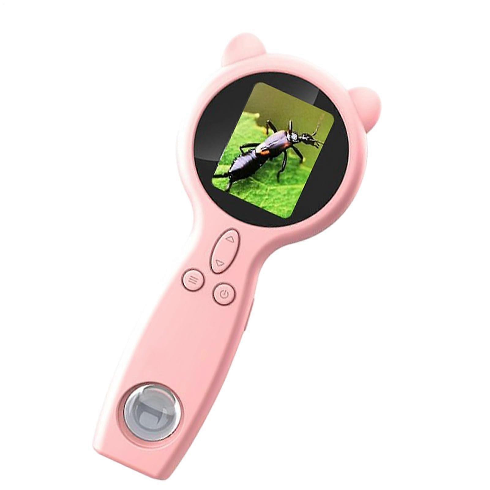 Handheld Microscope, 50x Digital HD Magnifier, Supports Photo and Video, Pink Case