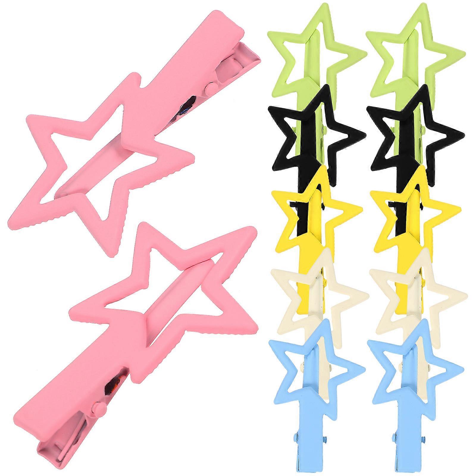Here's a polished and professional product description based on the title you provided:
**12 Pcs Star Shaped Metal Hair Clips – Cute Candy Color