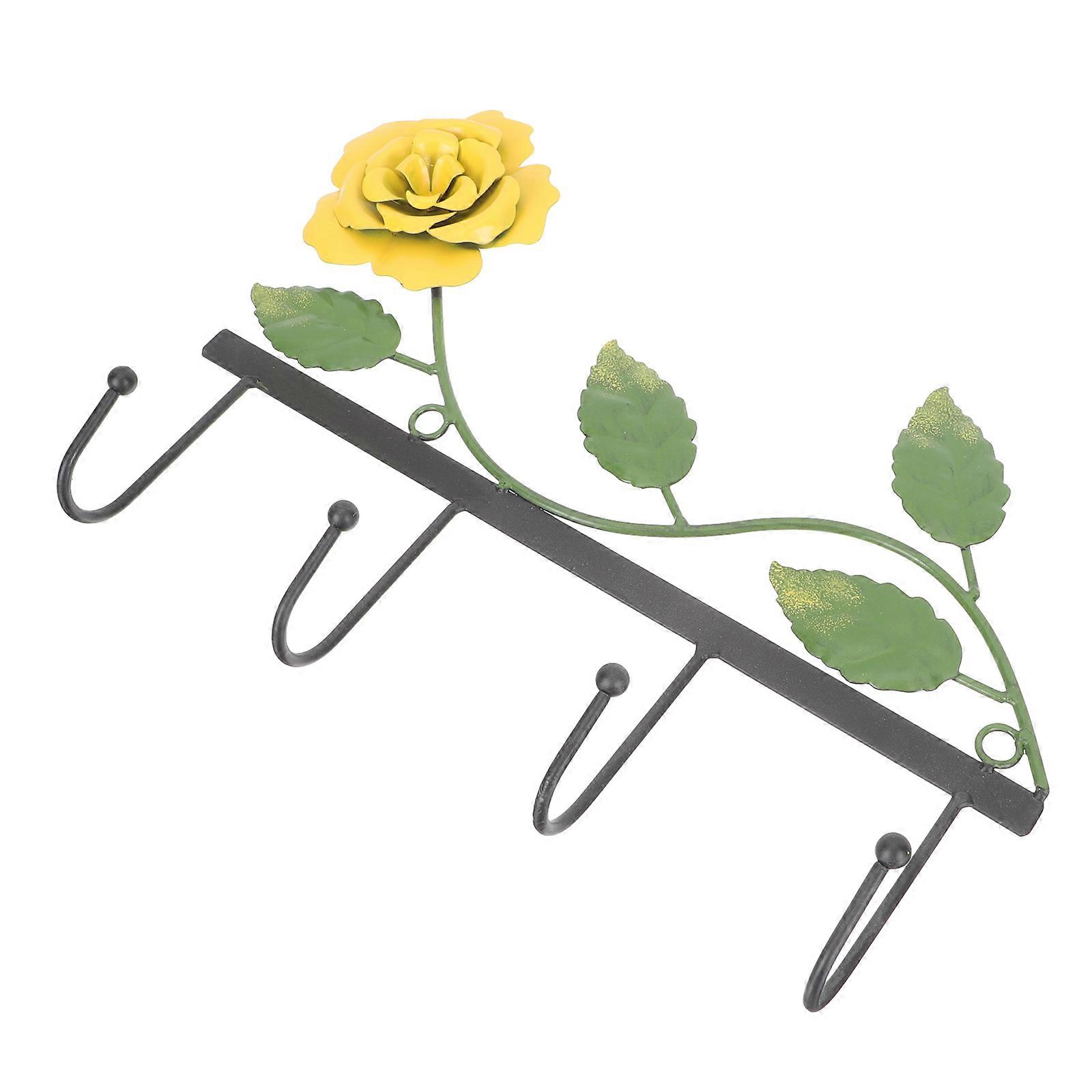 Rose Flower Wall Hook Metal Flower Hook Clothes Storage Indoor Use Simple Structure 1Pack