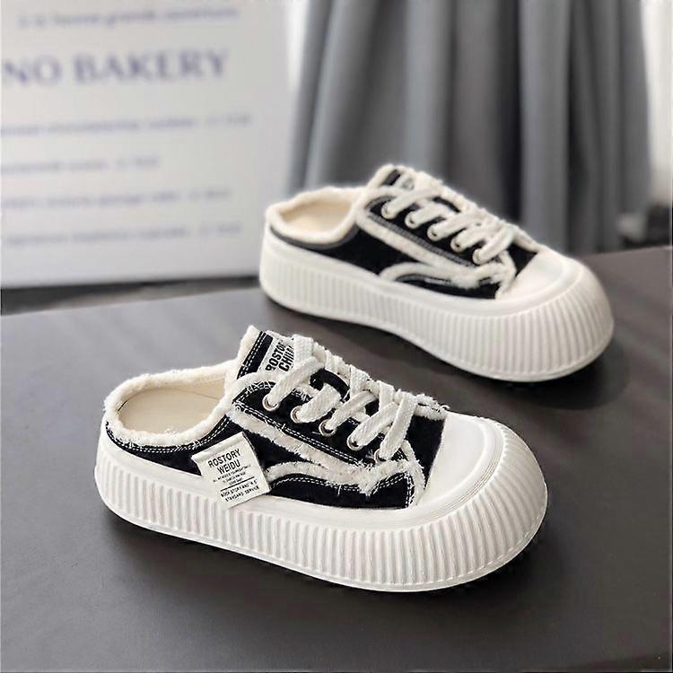 Half Slippers Women's Summer Slip-On Casual Versatile Thick Bottom Breathable Comfortable Canvas Shoes