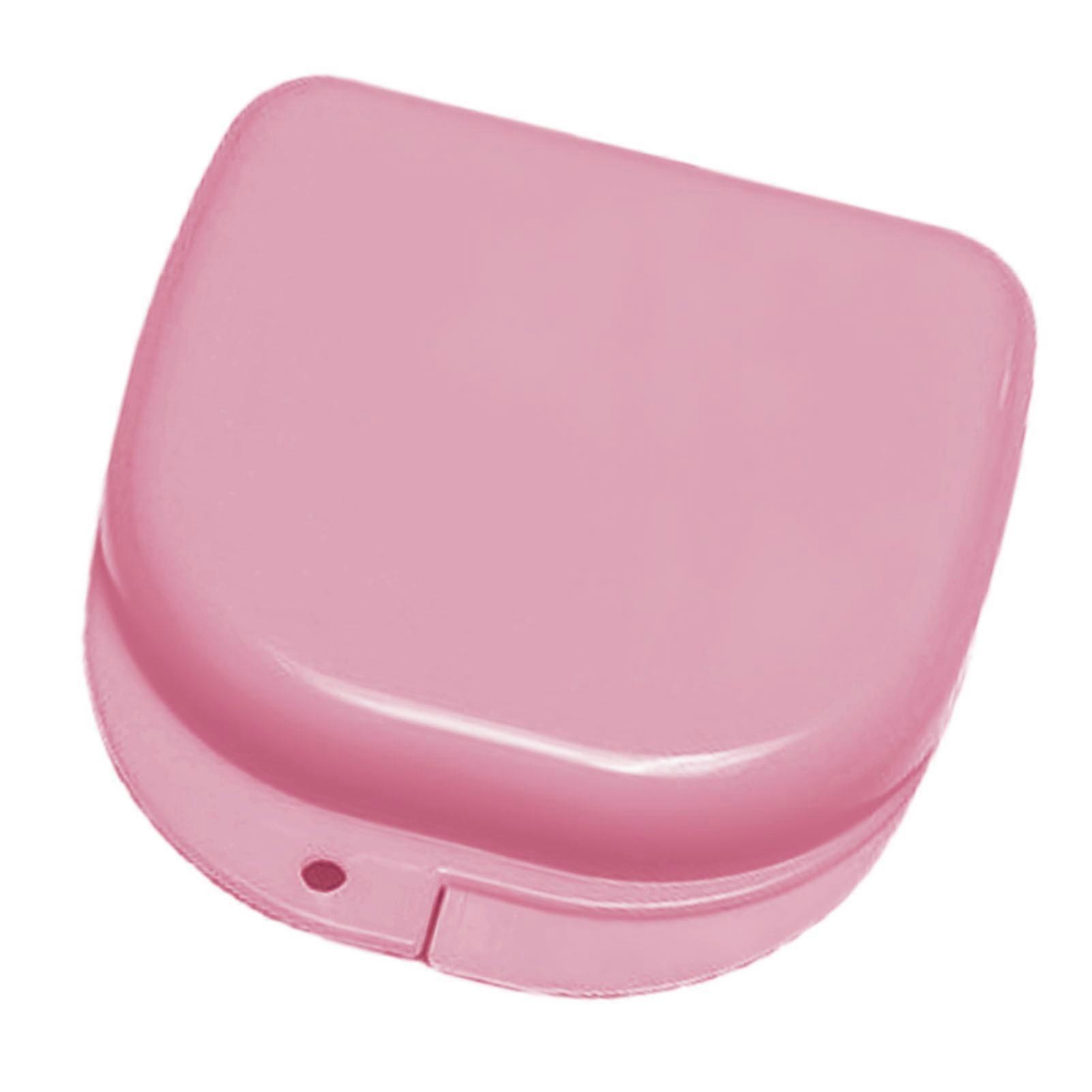 Professional Retainer Case Portable Dustproof Mouth Guard False Teeth Storage Box Denture Container Pink