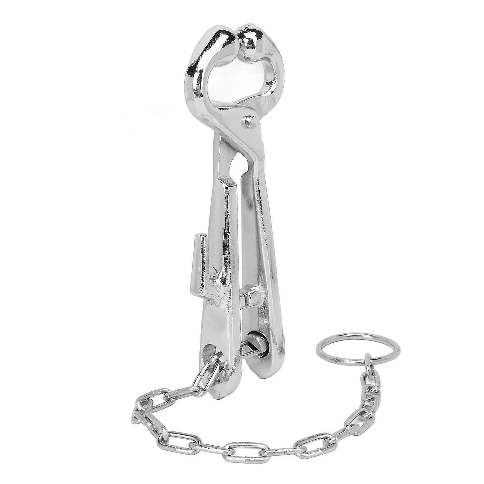 Kuhnasenzange, Rinderringzange made of stainless steel with hook for farm livestock