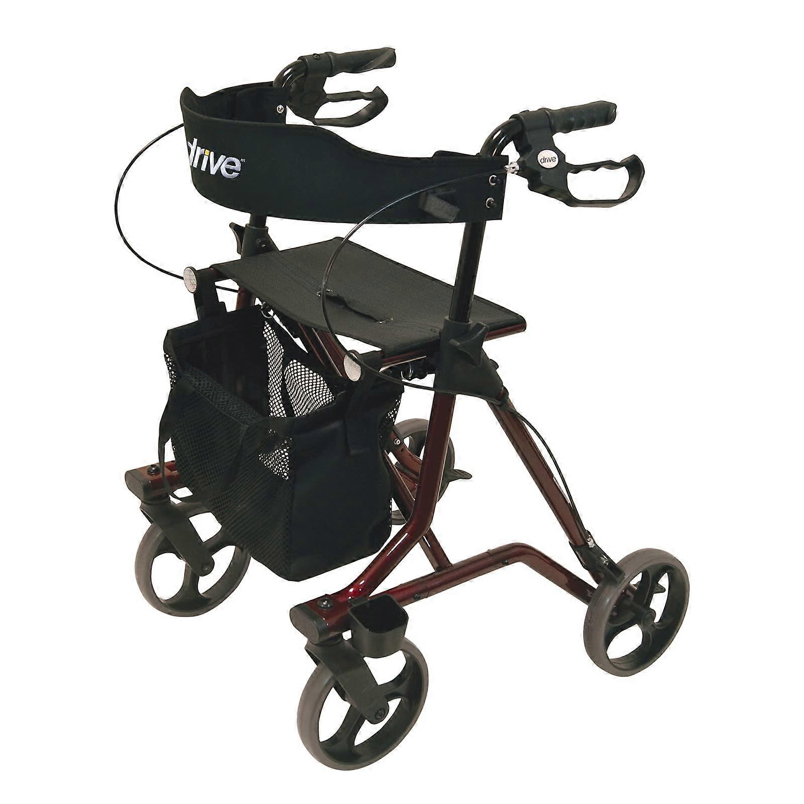 Torro Rollator in Red, Sturdy Walking Aid with Seat, Storage Basket, 150 kg Load