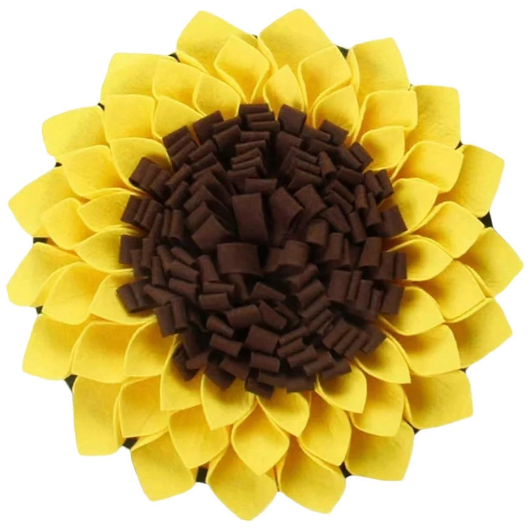 Snuffle Mat for Dogs, 15x15 Inch Sunflower Design, Non-Slip Backing, Washable Felt Feeding Mat for Engaging Pets