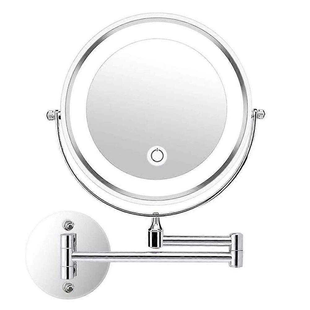 Bathroom mirror, shaving mirror, wallmounted, magnifying mirror, 10x, doublesided, round, cosmetic mirror, swivel, extendable