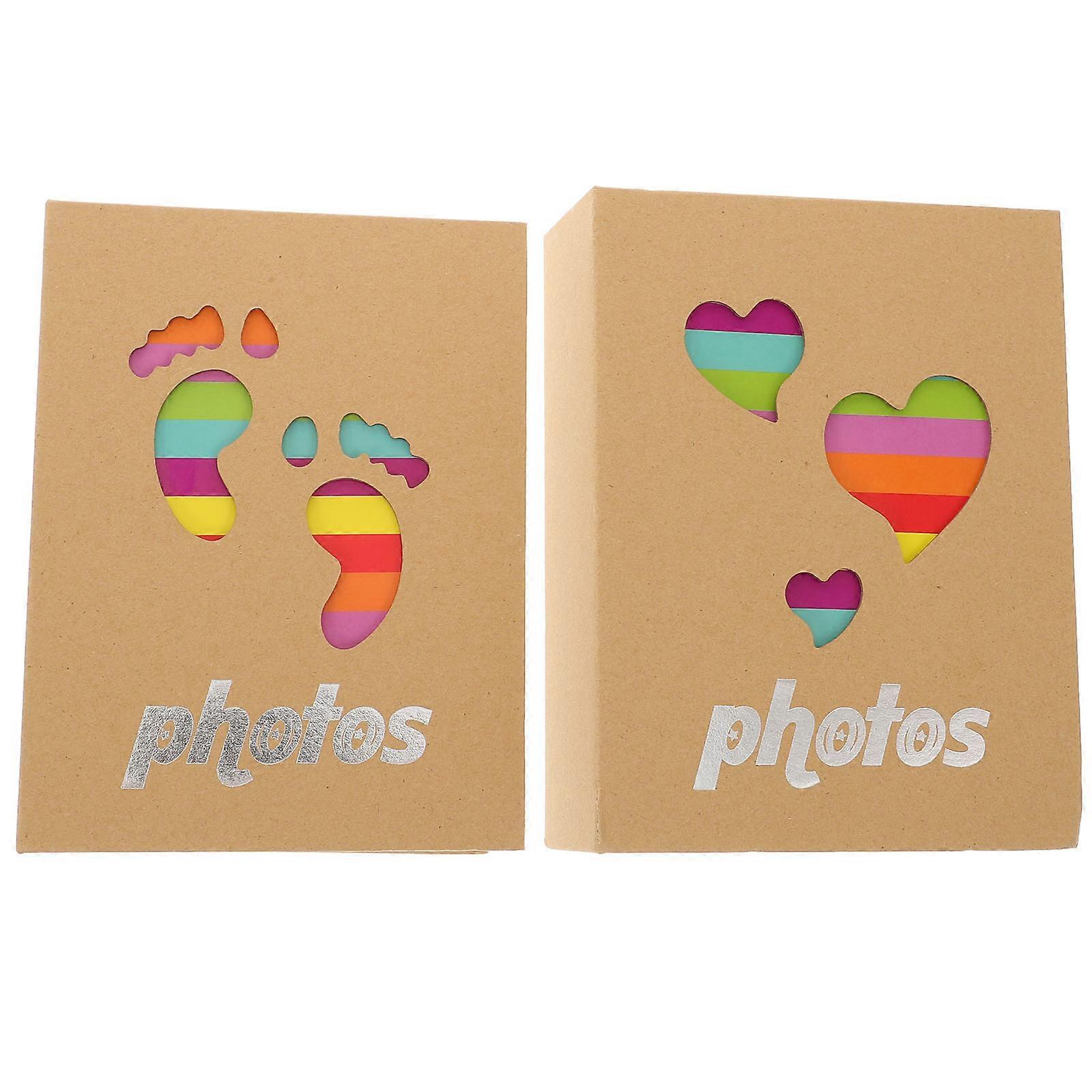 2pcs Kraft Photo Album Inserts, Funny Souvenir Holders for Home, Travel, Graduation, Wedding Memories, Foot & Heart Patterns