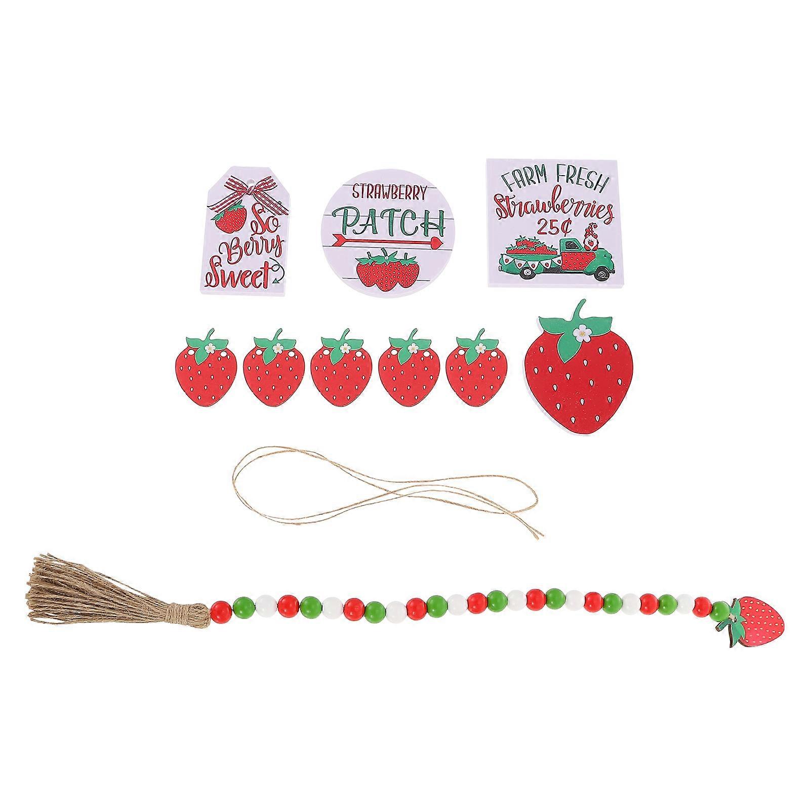 Strawberry Garland Decorations Assorted Color Plastic Home Decor Festive Atmosphere Square Shape 6Pcs