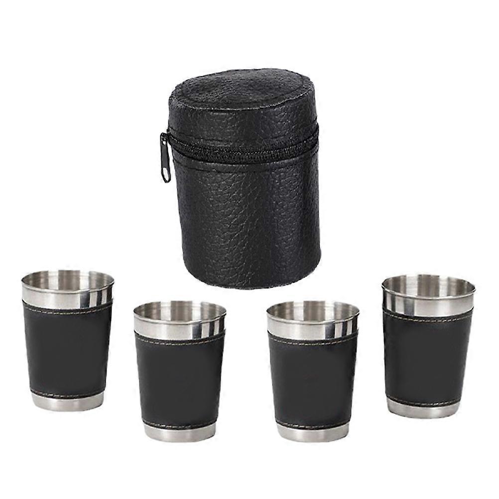Portable Stainless Steel Drinking Cup Set with Case – Lightweight Multi Function Outdoor Water Cup for Camping, Hiking, and Home Use