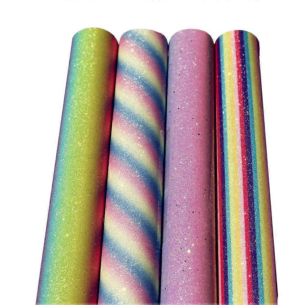 4pcs Glitter PU Fabric Set Durable Synthetic Material for DIY Crafts, Handmade Projects, Accessories & More Mixed Gradient Colors Included