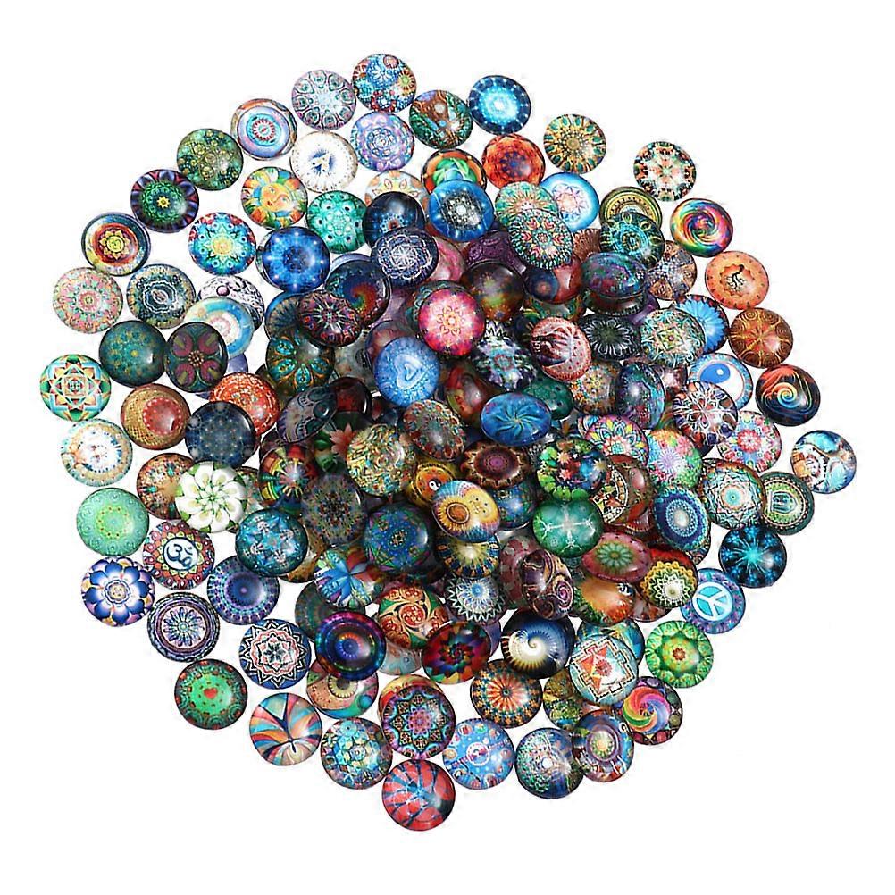50pcs Round Gemstone Patches for Jewelry Crafts Smooth Surface DIY Keychain, Bracelet & Necklace Decor with Unique Elegant Patterns